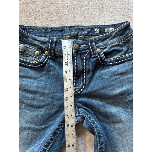 Miss Me Women's Mid Rise Boyfriend Capri Denim Jeans Embroidery Size‎ 27 - Picture 9 of 11